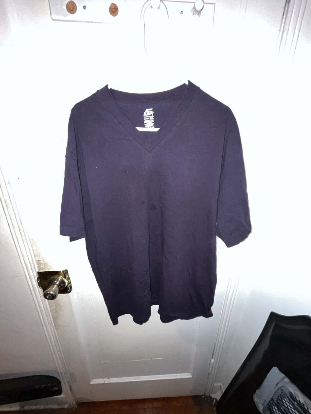 D555 V-Neck T-Shirt Size 2XL Black Cotton